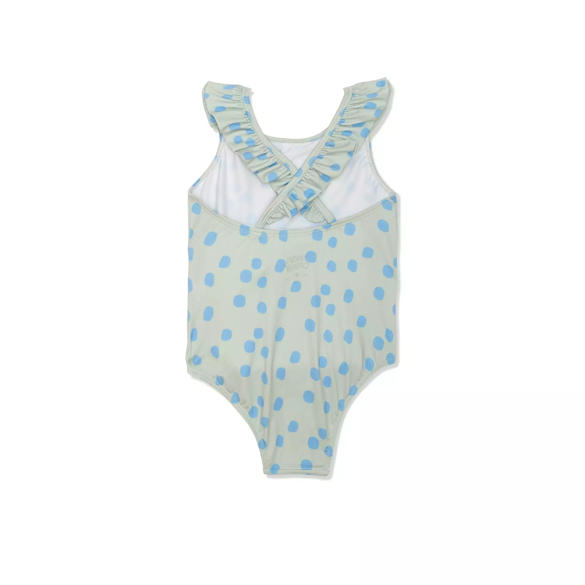 Recycled Polyester Sea Foam Dotted Ruffle Kid Swimsuit