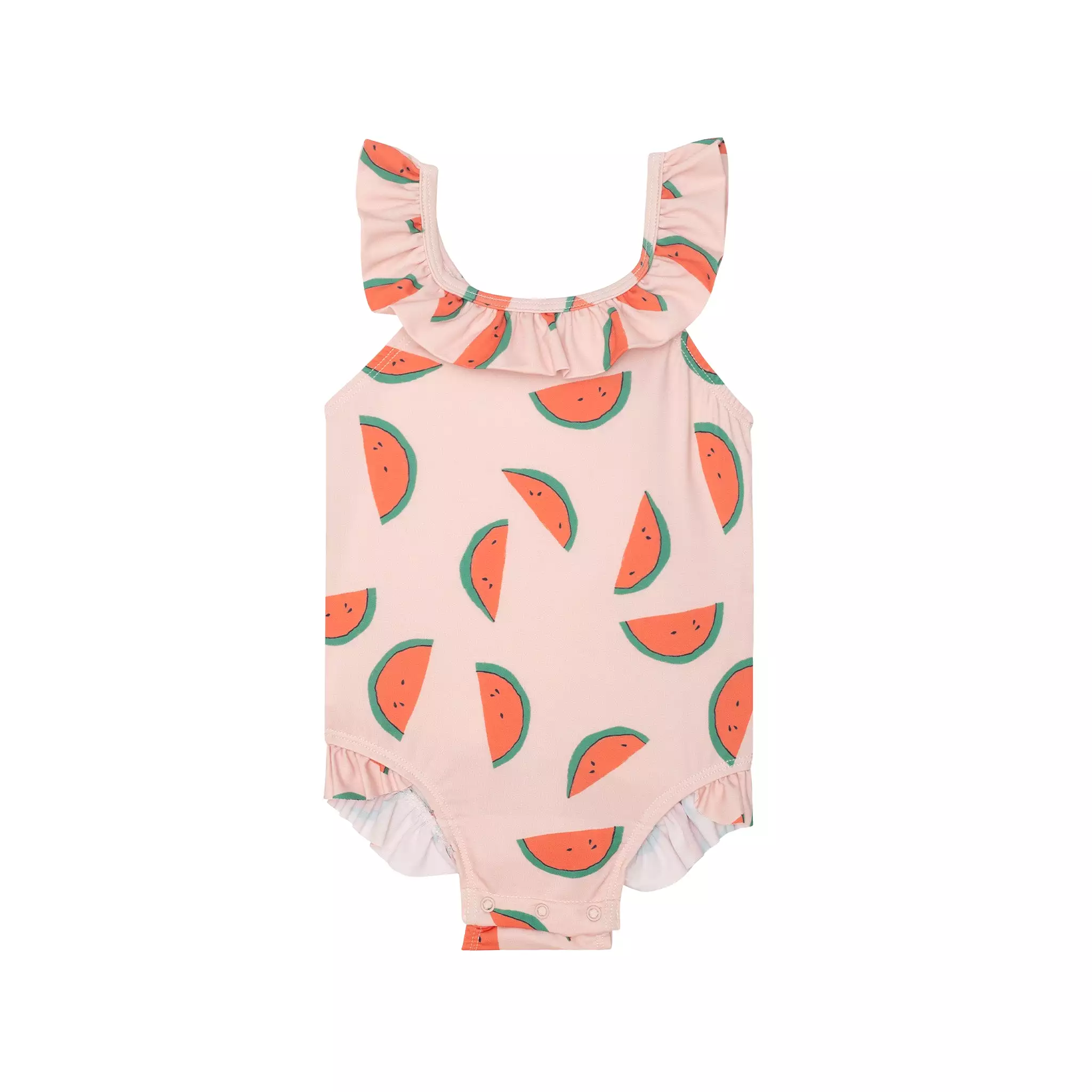 Recycled Polyester Sea Foam Dotted Ruffle Kid Swimsuit