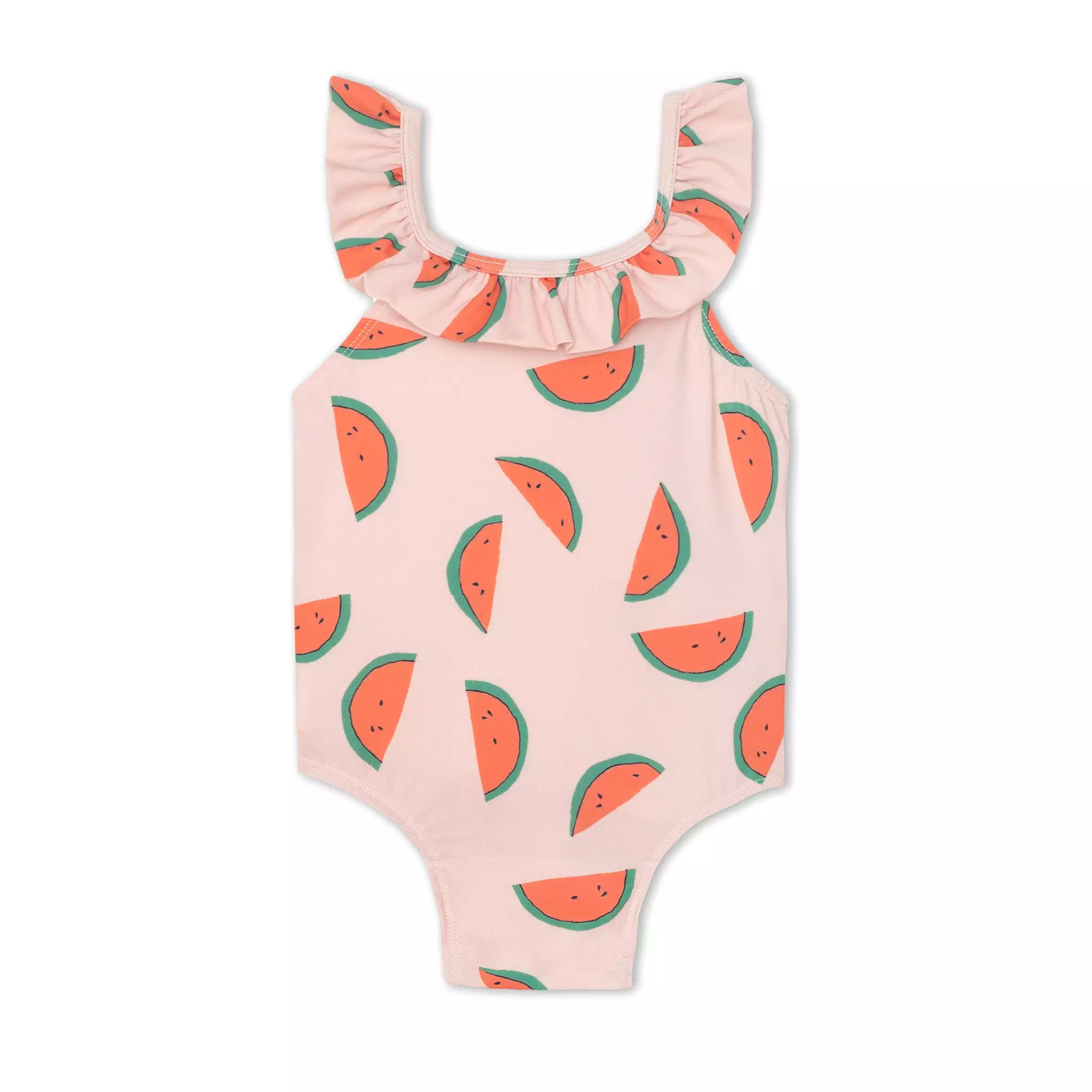 Recycled Polyester Watermelon Slices Ruffle Kid Swimsuit