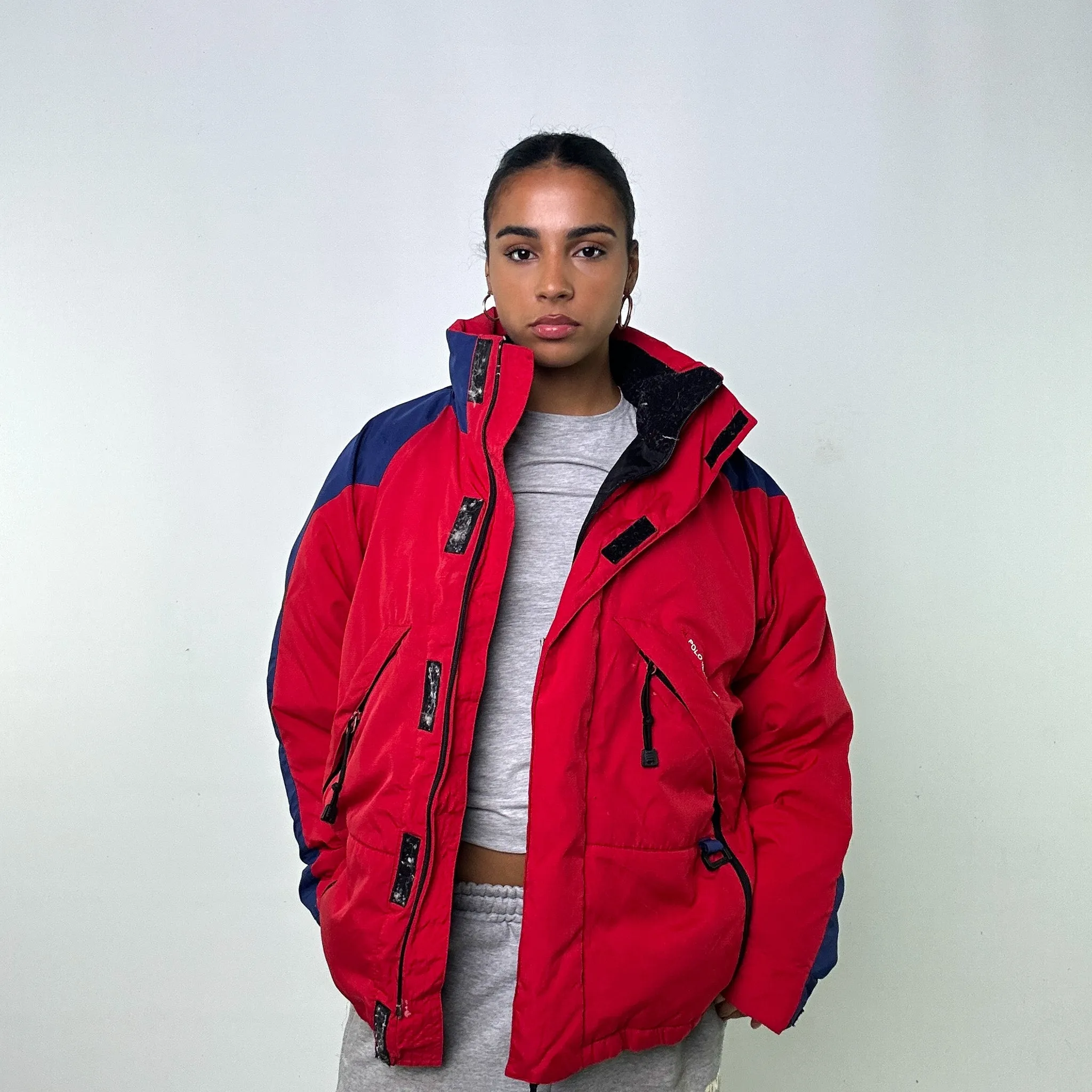 Red 90s Polo Jeans Ralph Lauren Puffer Jacket Coat (L)