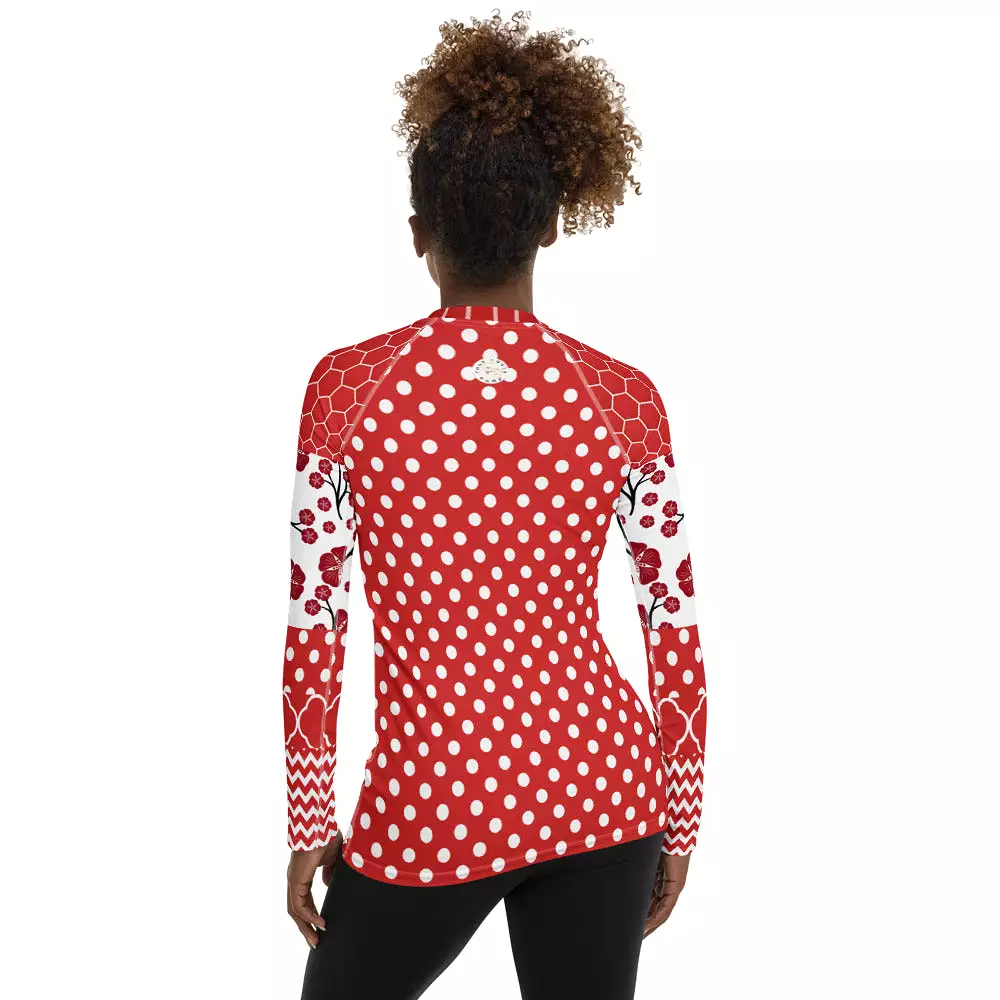 Red Crimson Fashion Rashguard Top