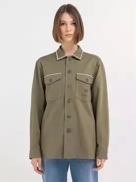 Replay PE24 Overshirt Boy Fit con Strass Light Military Woman