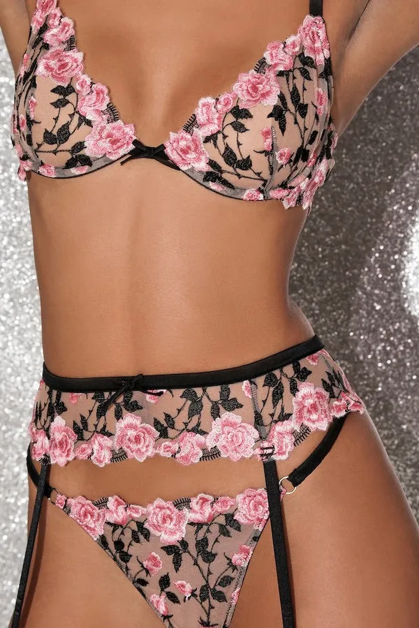 Roses and Thorns Demi Bra Black