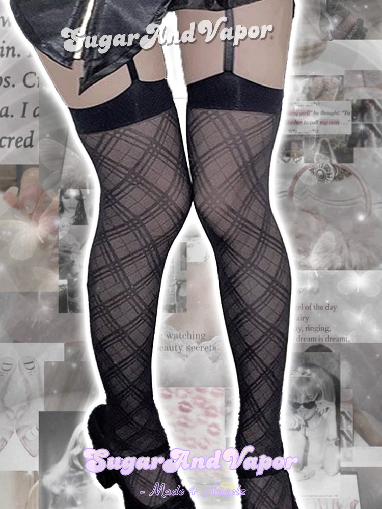 Salem Plaid Garter Fishnet Tights