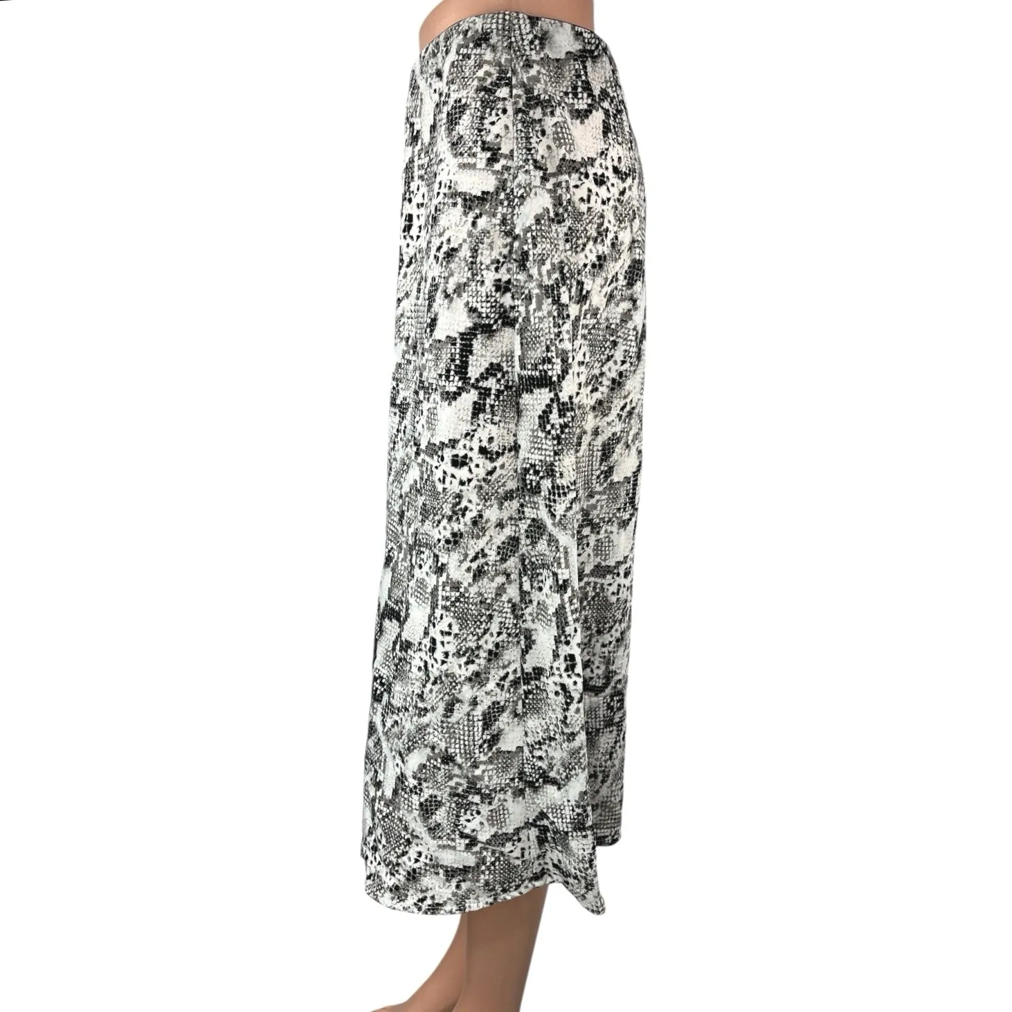 Sanctuary Black White Snakeskin Snake Animal Print Pull On Midi A-line Skirt S