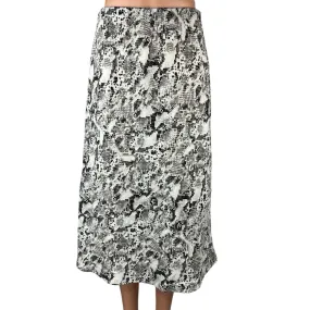 Sanctuary Black White Snakeskin Snake Animal Print Pull On Midi A-line Skirt S