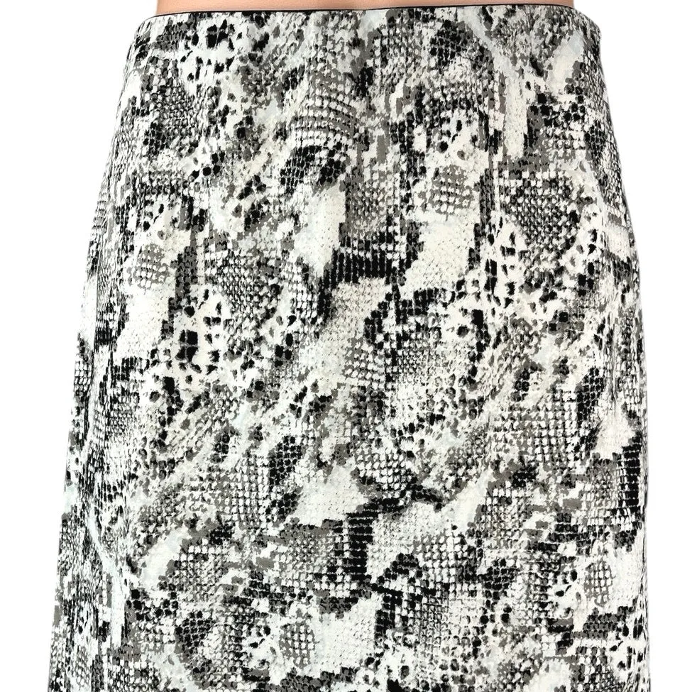 Sanctuary Black White Snakeskin Snake Animal Print Pull On Midi A-line Skirt S