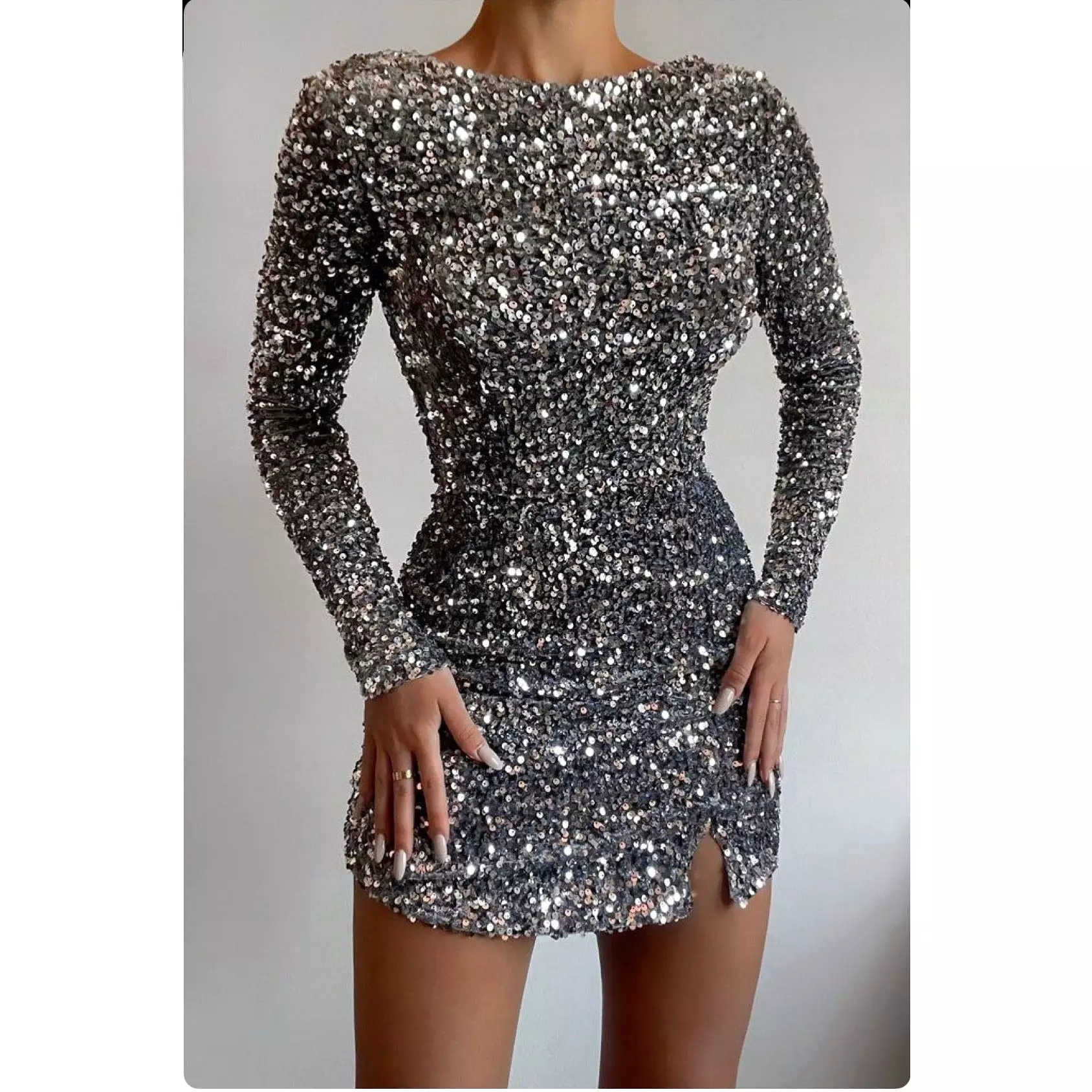 Sequin backless bodycon mini dress