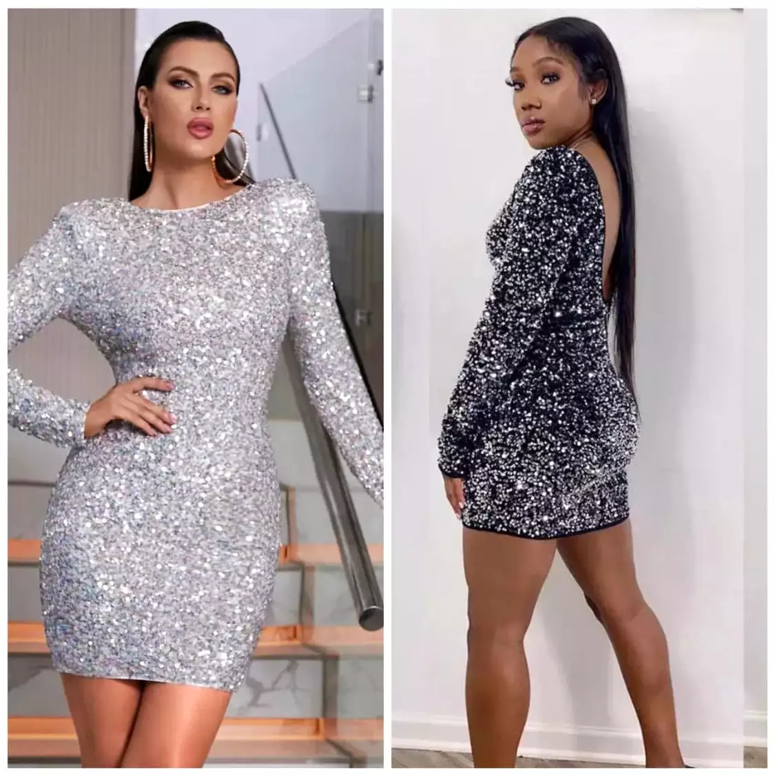 Sequin backless bodycon mini dress