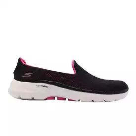 SKECHERS WOMEN'S GOWALK 6 COSMIC FORCE BLACK/PINK SLIP-ON SHOE