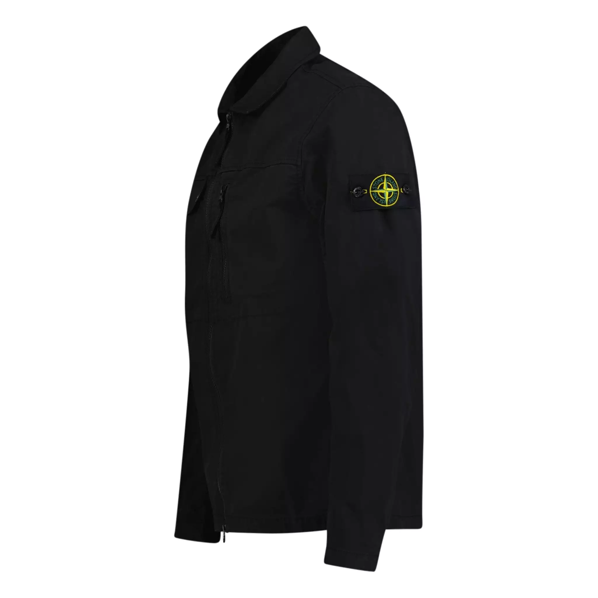 Stone Island Badge Zip Overshirt Jacket Black