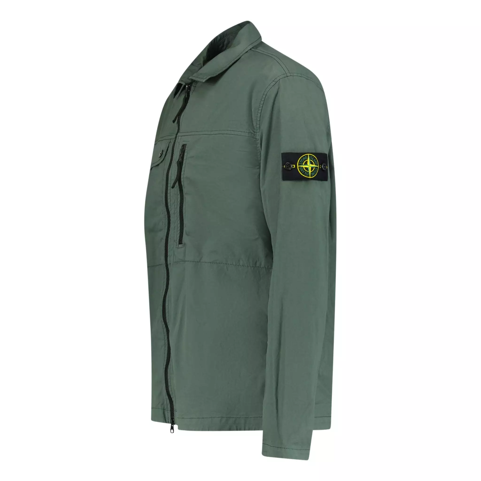 STONE ISLAND SUPIMA COTTON TWILL STRETCH OVERSHIRT JACKET KHAKI GREEN