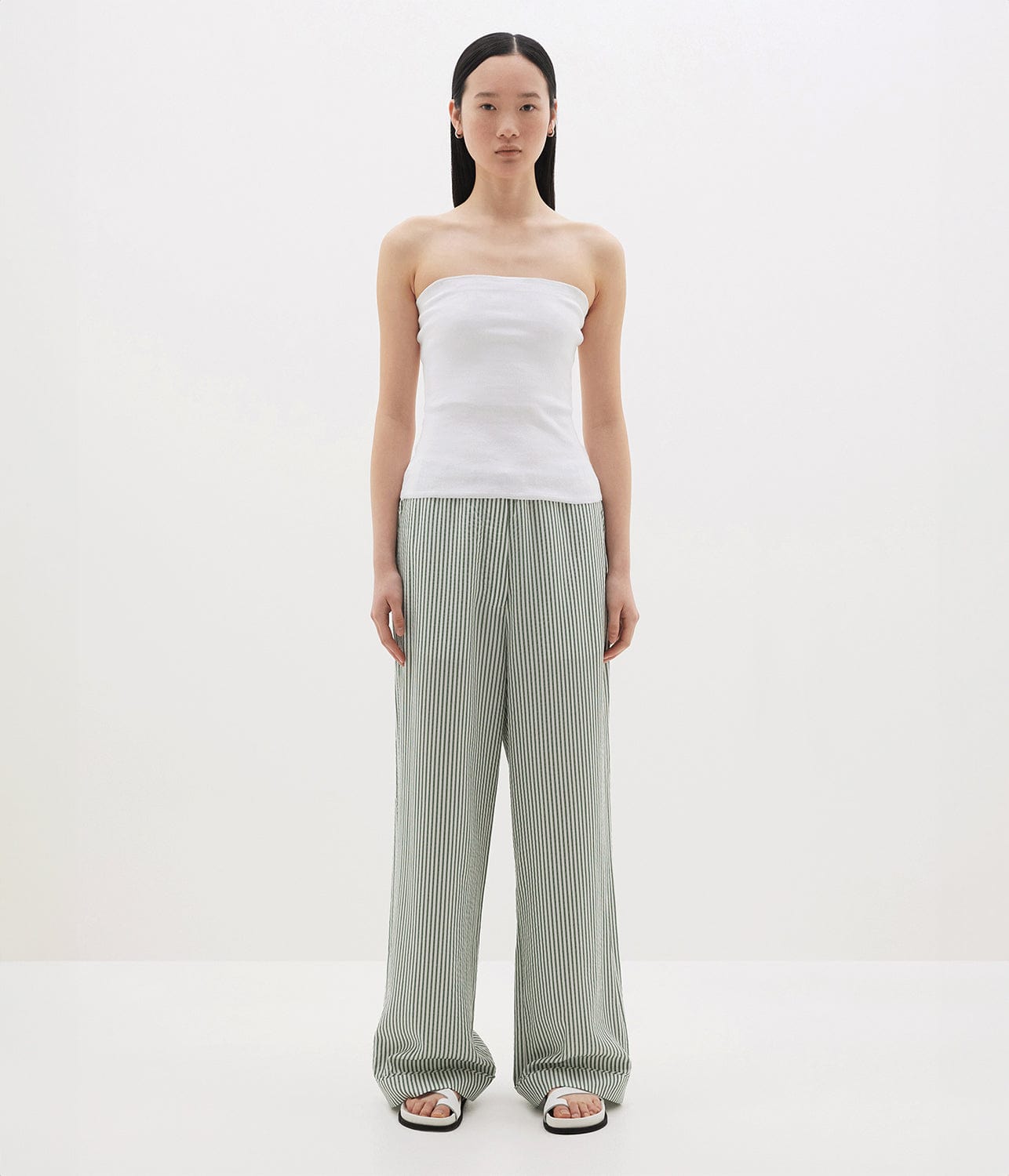 STRIPE SUMMER PANT -  GREEN / WHITE