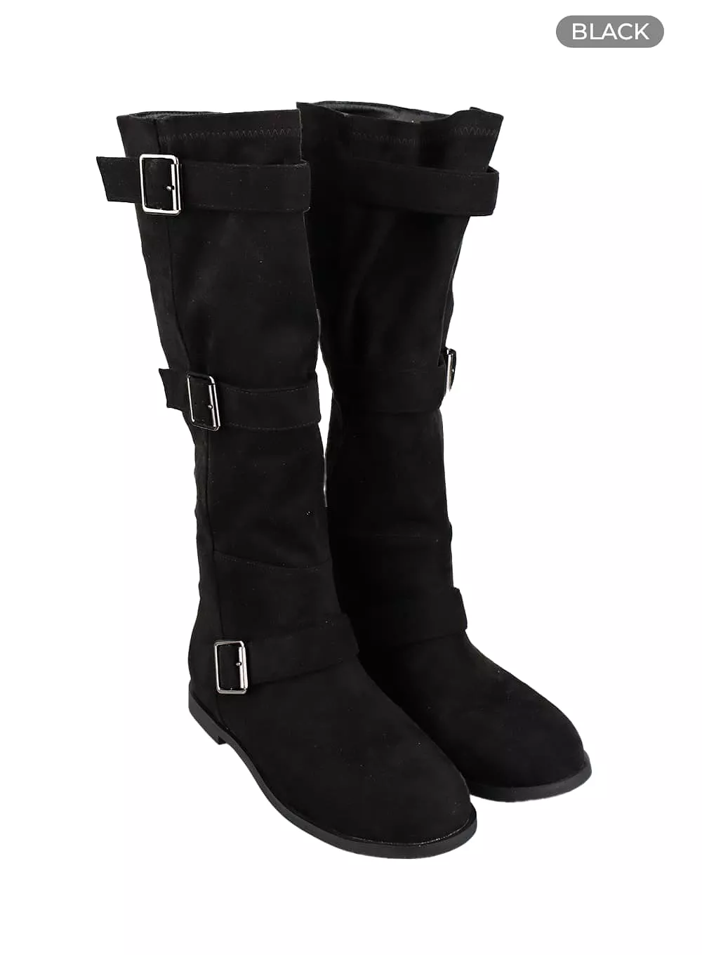 Suede Buckled Boots IA417