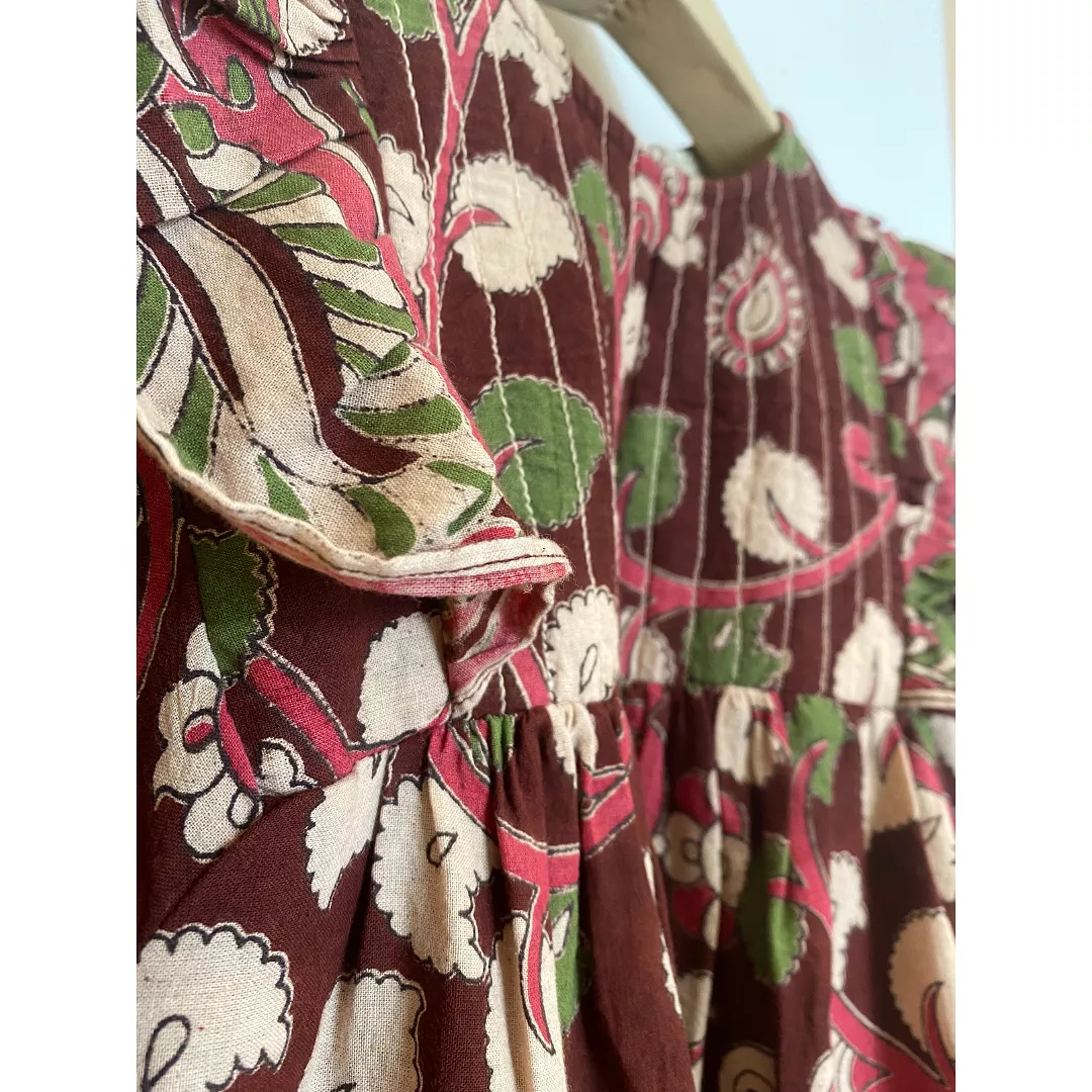 SUN DRESS FLOWER PRINT BURGUNDY