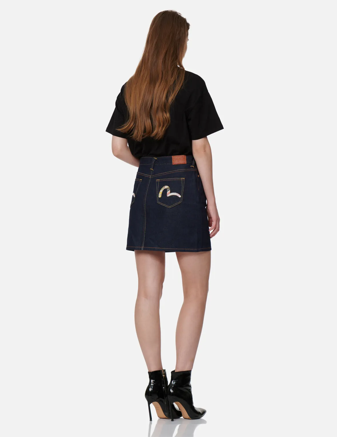 Tattoo Koi-pattern Seagull Embroidery Denim Skirt