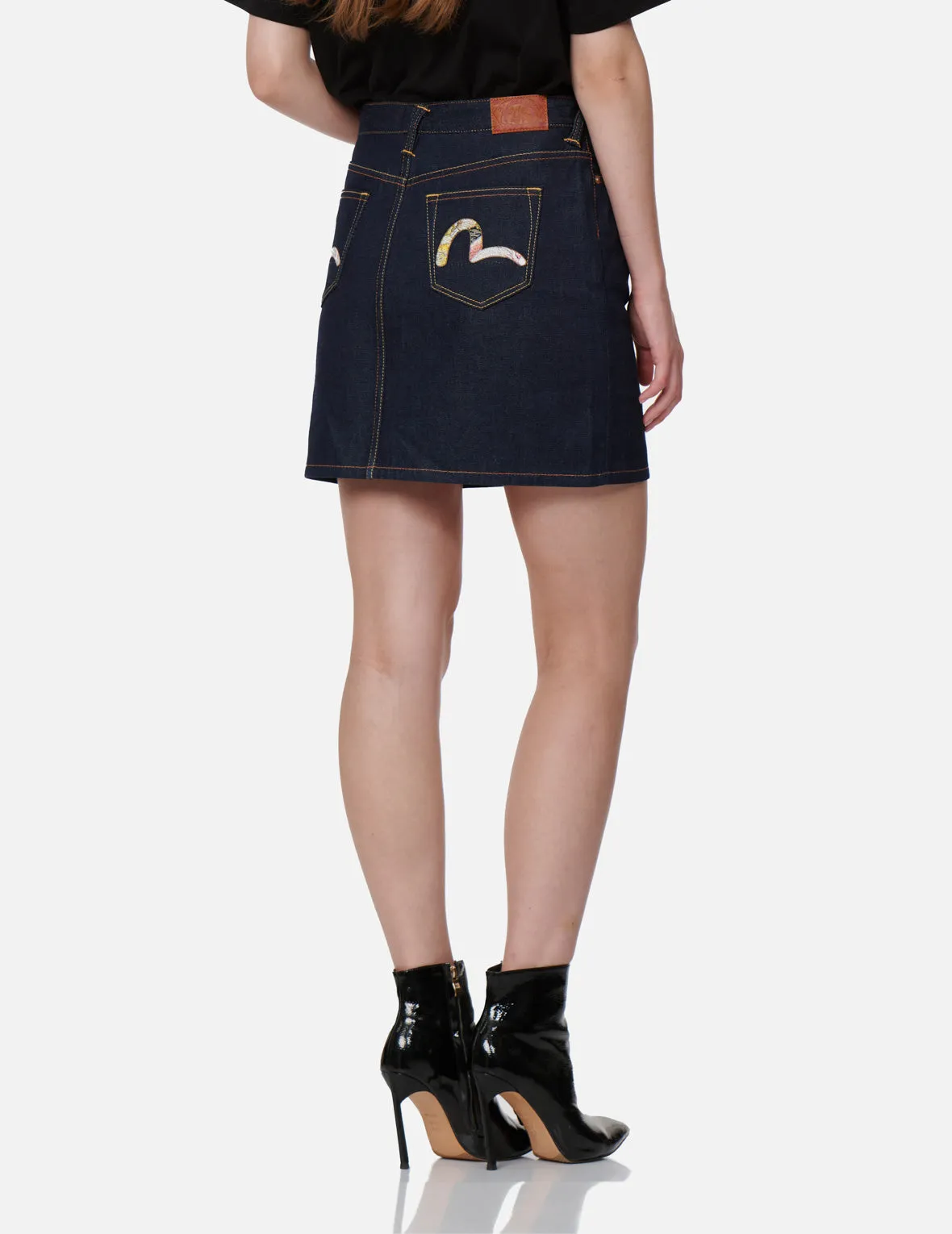 Tattoo Koi-pattern Seagull Embroidery Denim Skirt