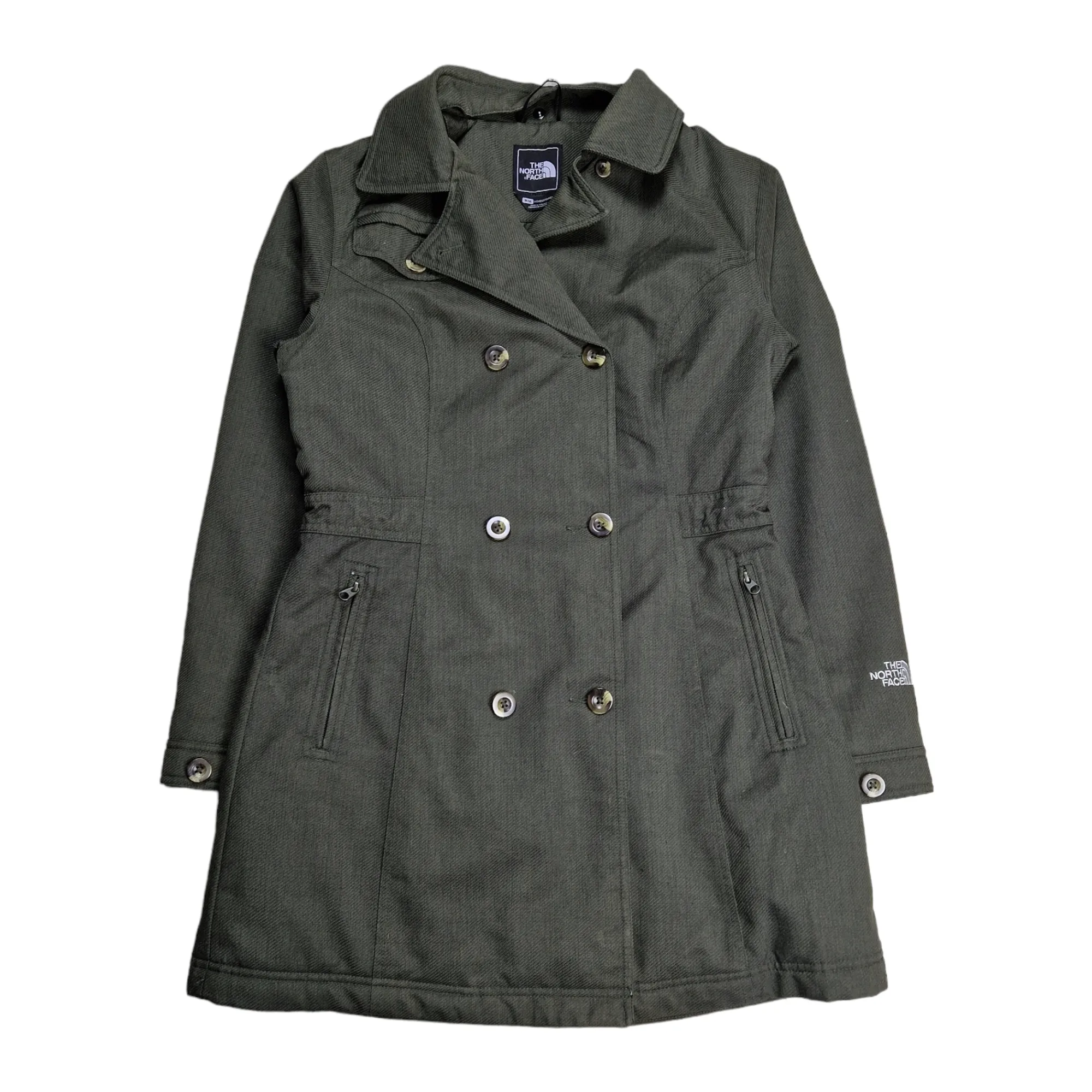 The North Face Pea Coat In Sage - Size M UK 10