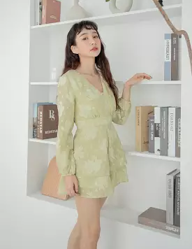 Tina Jacquard Romper in Apple Green