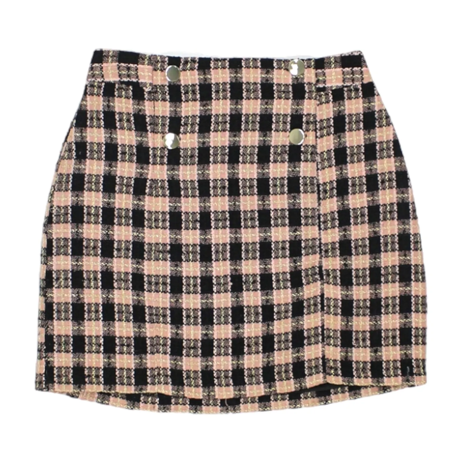 Topshop Black/Pink Tweed Mini Skirt