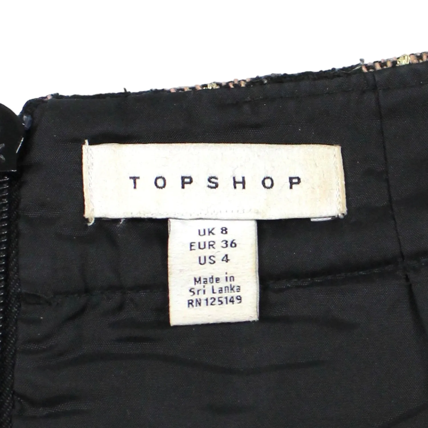 Topshop Black/Pink Tweed Mini Skirt