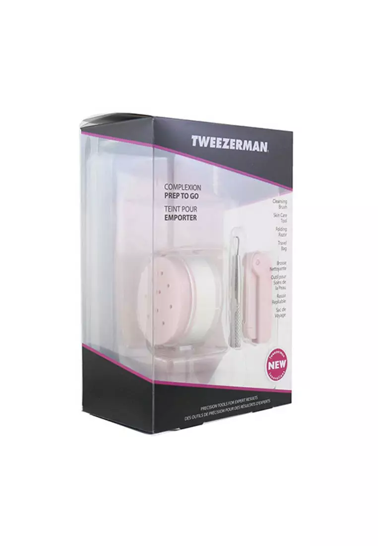 TWEEZERMAN TWEEZERMAN - Complexion Prep To Go Set: Cleansing Brush + Skin Care Tool + Folding Razor + Travel Bag 3pcs + 1 Bag