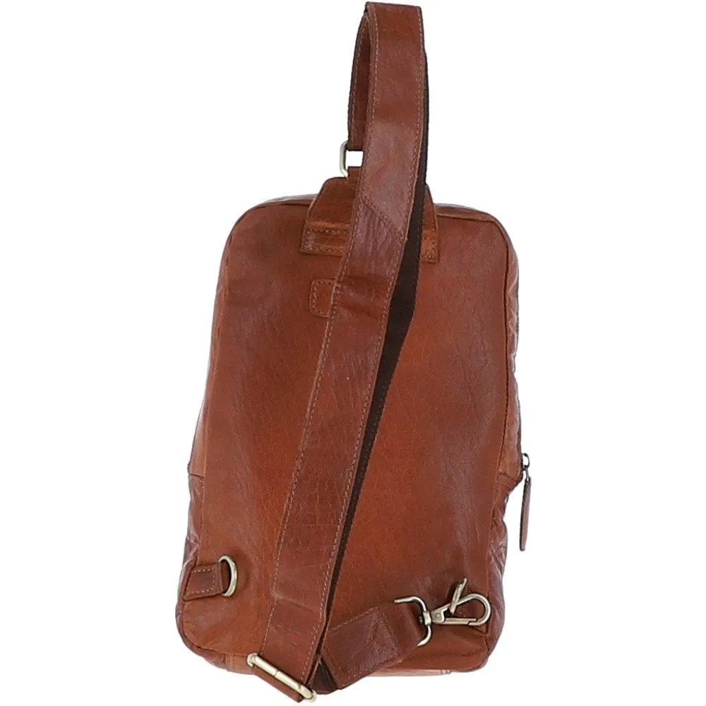 Unisex Medium Luxury Leather Sling Bag Tan : G-39