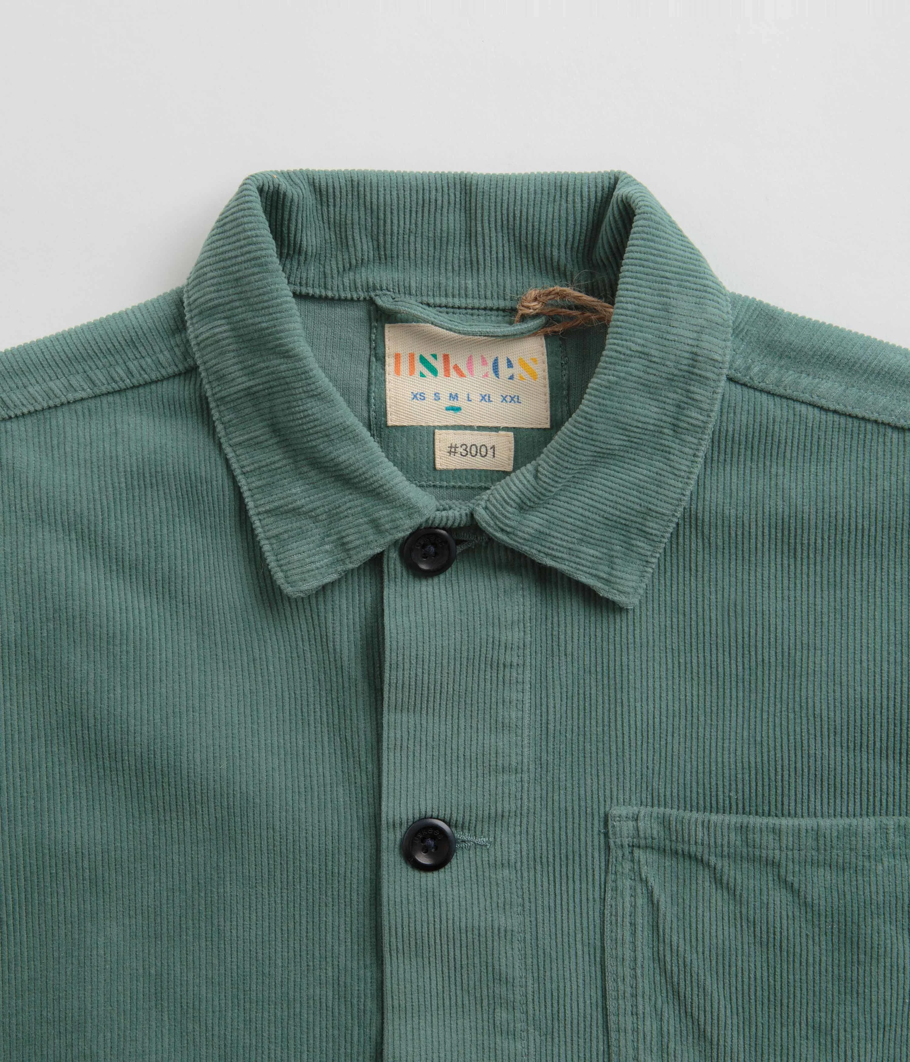 Uskees 3001 Cord Buttoned Overshirt - Eucalyptus