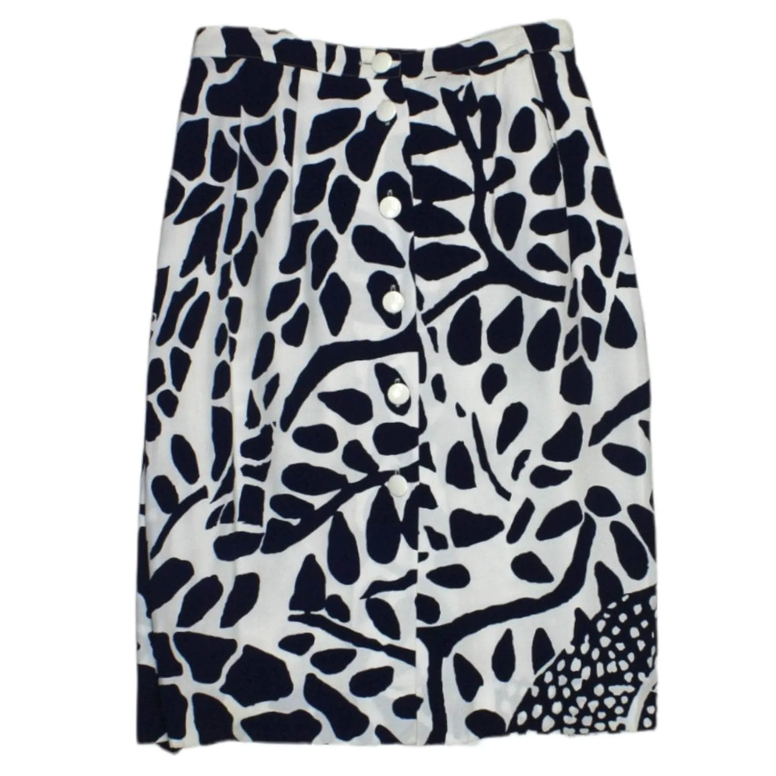 Vintage 1980's Guy Laroche Navy Print Skirt