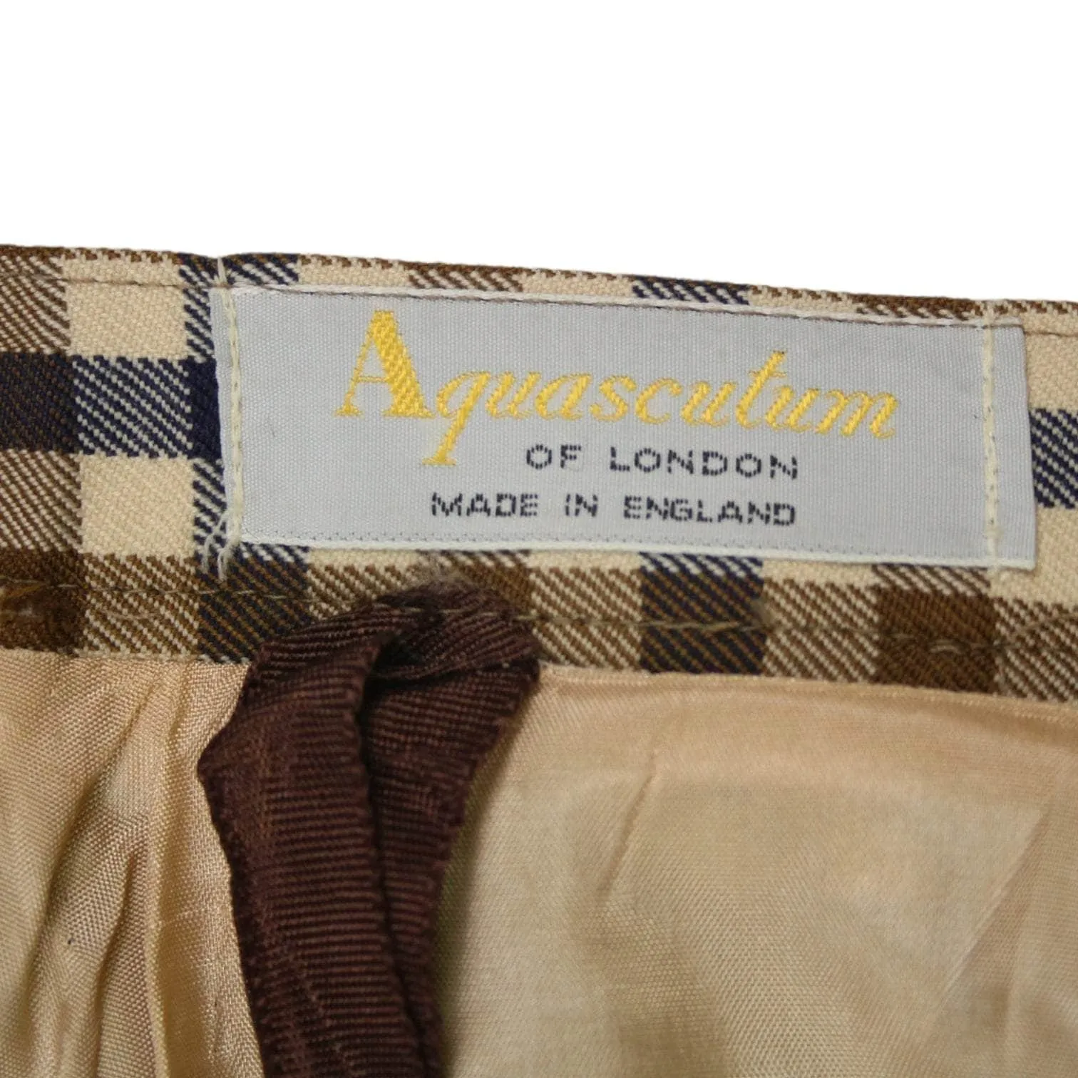 Vintage Aquascutum Cream & Blue Check Skirt