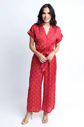 Vintage Fan Satin Jumpsuit