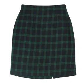 Vintage St Michael Navy & Green Check Mini Skirt