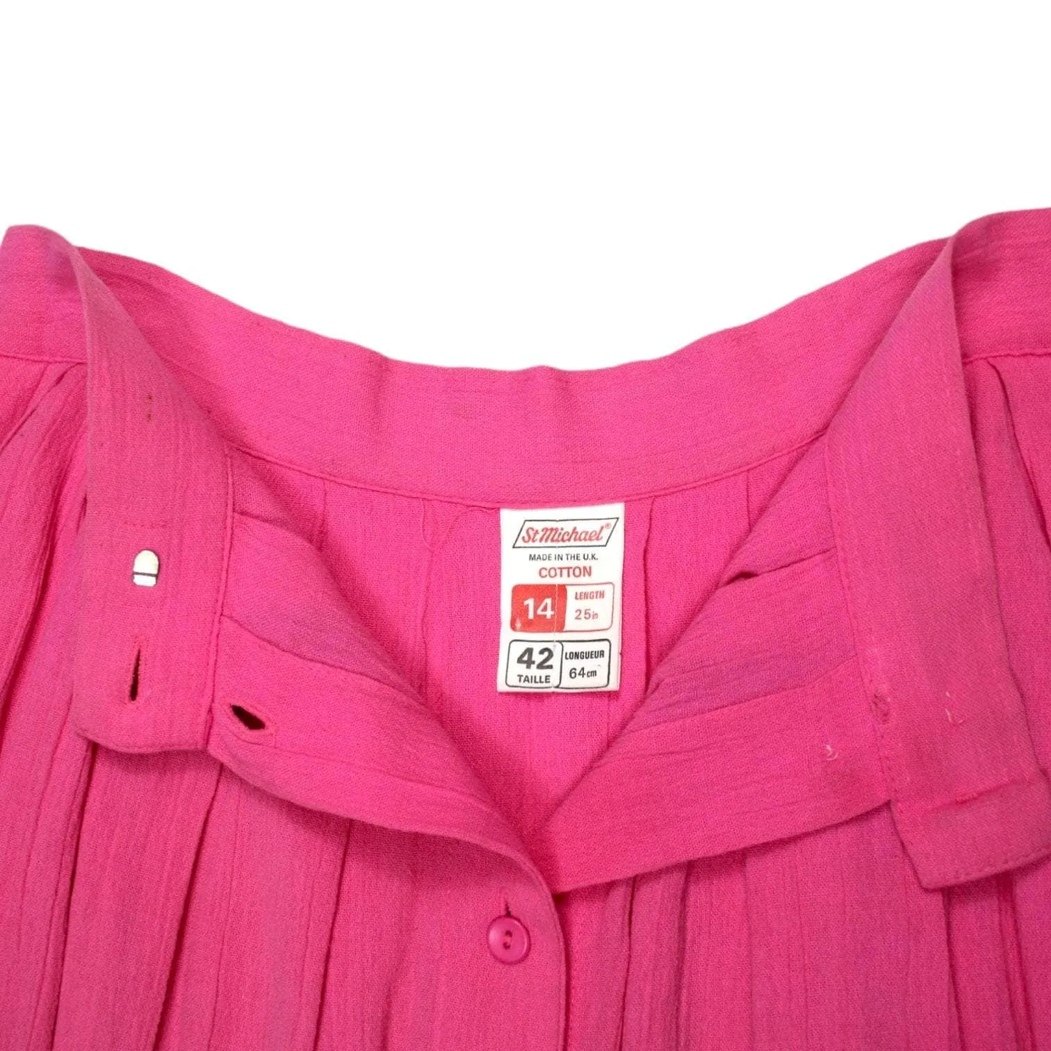 Vintage St Michael Pink Button Through Skirt