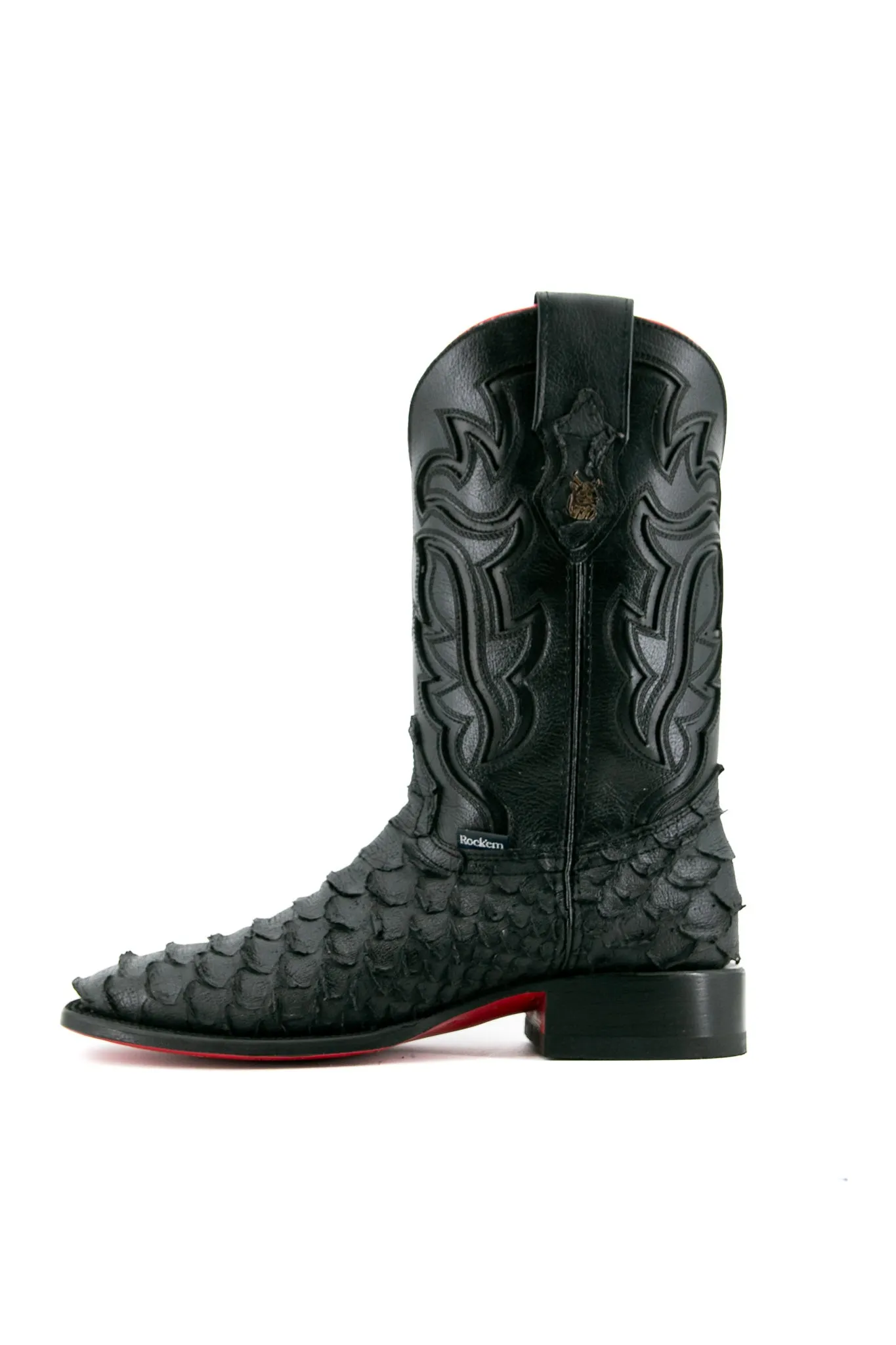 Viper Matte Black Red Bottom Square Toe Cowboy Boot