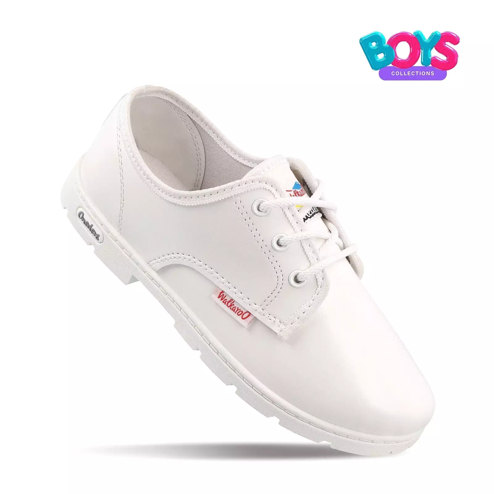 Walkaroo Senior Boys School Shoes - WV521 White