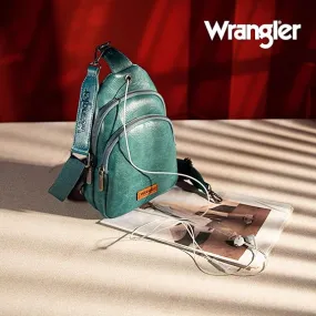 WG87-227 Wrangler Sling Bag/Crossbody/Chest Bag Dual Zippered Compartment -Turquoise