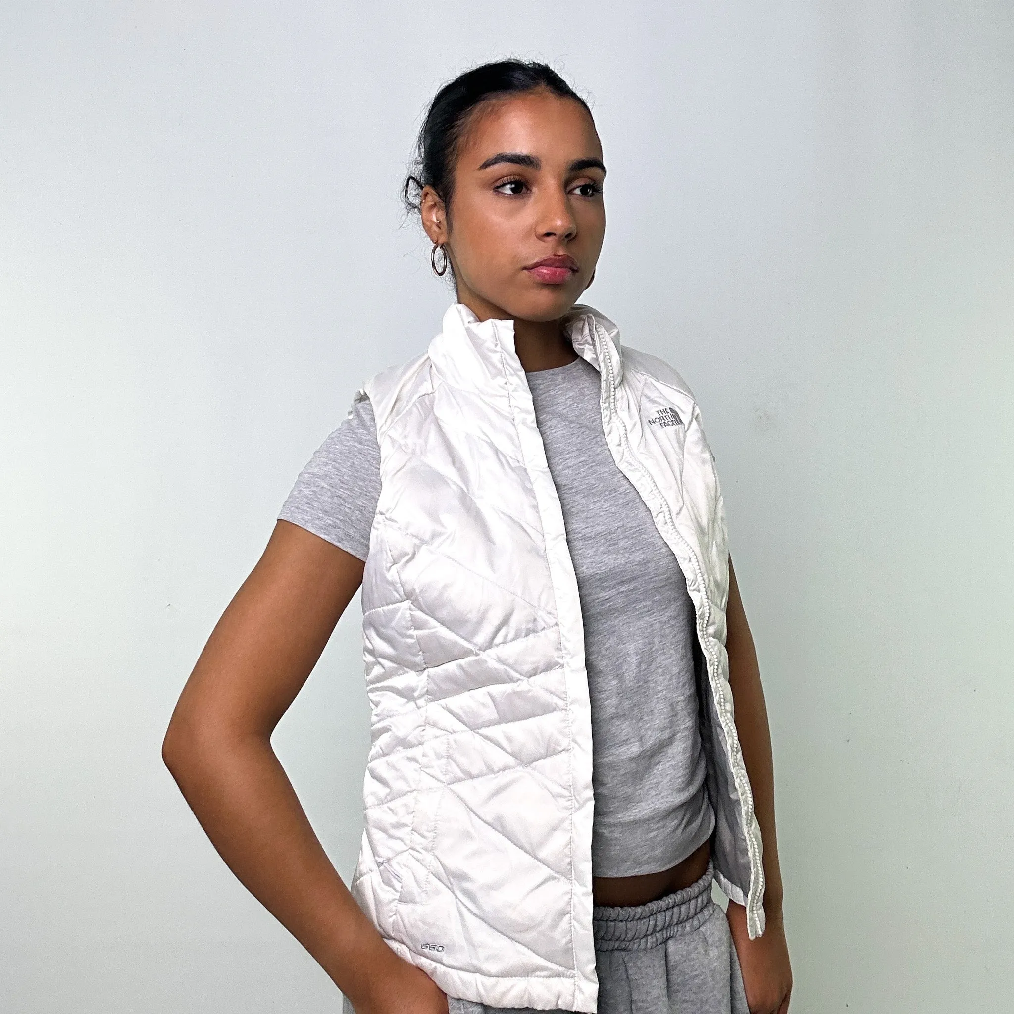 White y2ks The North Face 550 Series Puffer Jacket Coat Gilet (S)