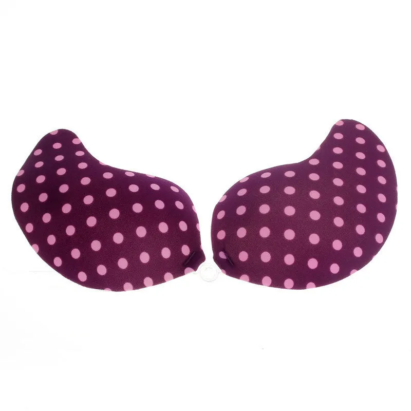 Women Push Up Silicone Selfadhesive Bras Backless Polka Dot Invisible Strapless Bra for Formal Dress