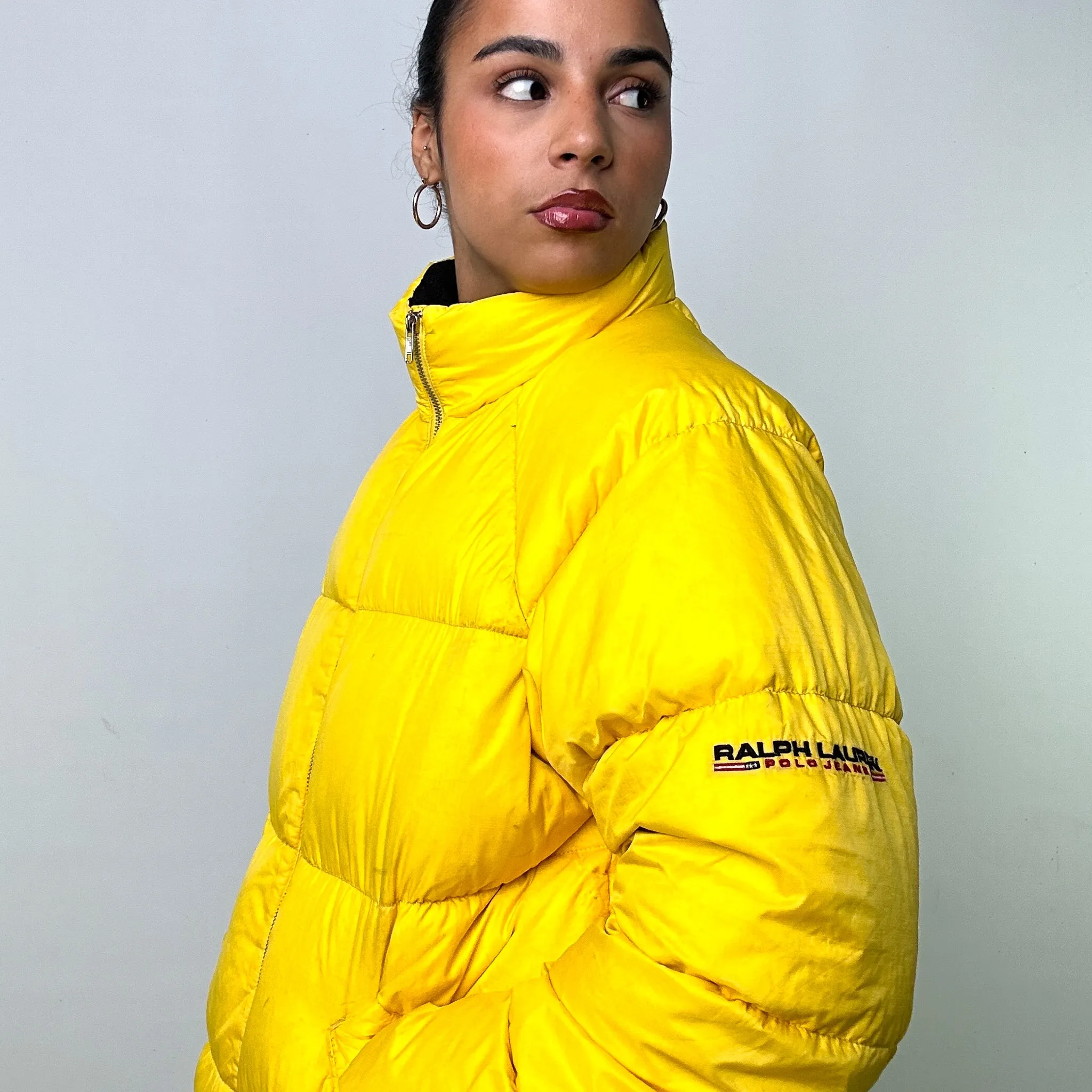 YELLOW 90S POLO SPORT RALPH LAUREN PUFFER JACKET COAT (